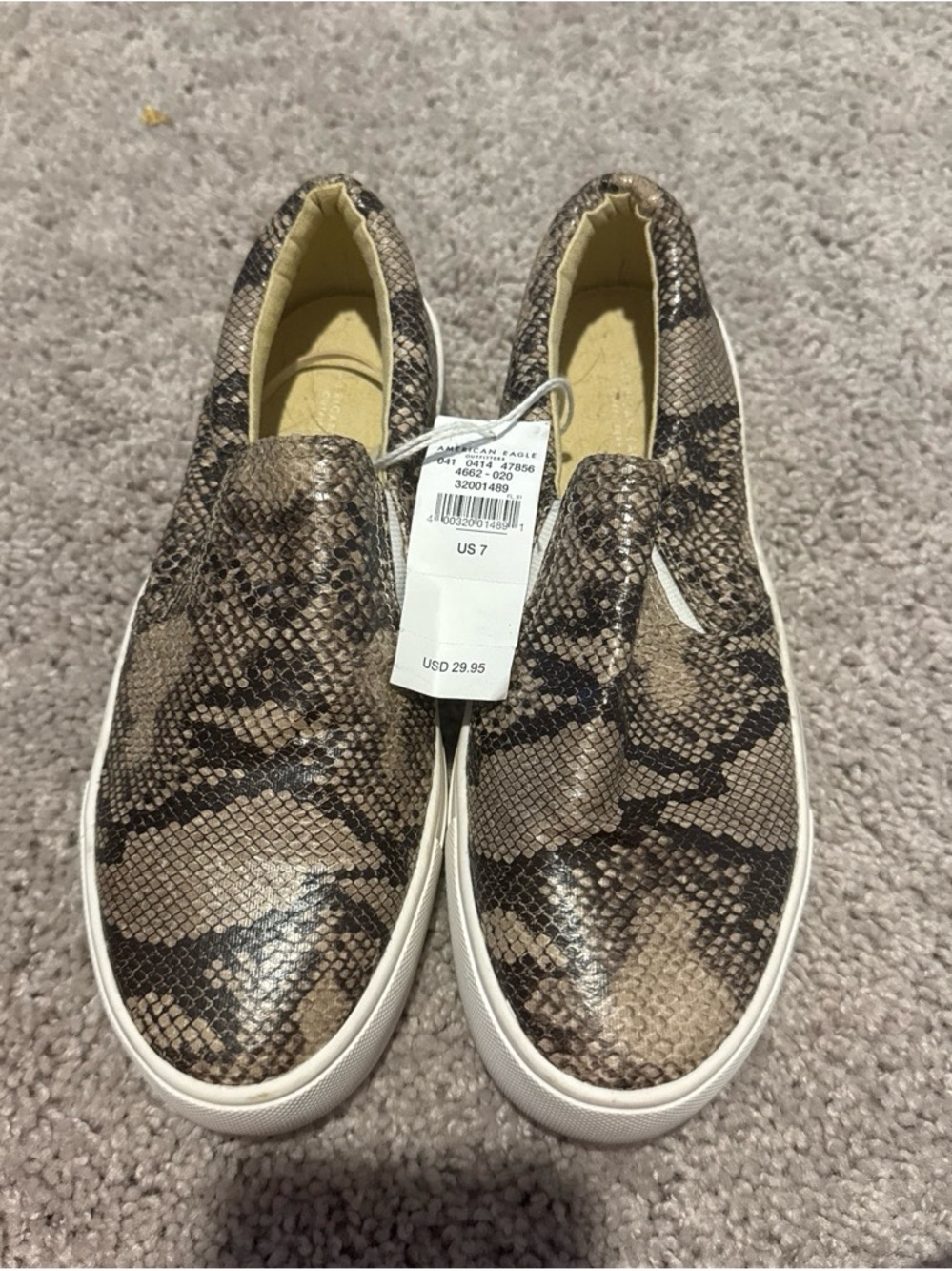 American Eagle Outfitters Snake-Print Slip-On Sneakers in Brown